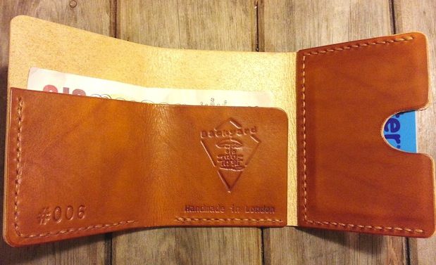 Hand-Stitched Leather Wallet Open